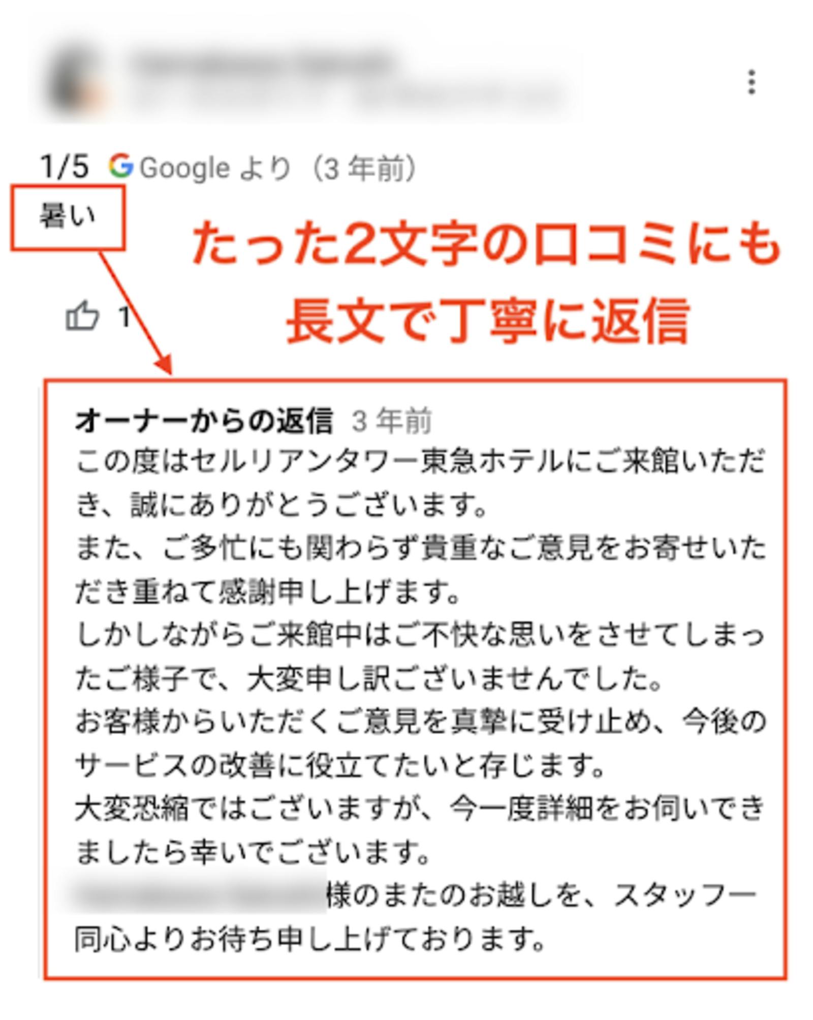 好評価を生む口コミ対応 たった2文字にも長文返信するセルリアンタワー東急ホテルの事例に学ぶ 店舗ビジネスに役立つ 口コミラボ 特選コラム ネットショップ担当者フォーラム