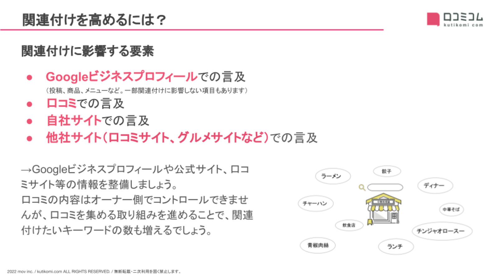 ▲関連付けを高めるためには 関連付けを高めるためには