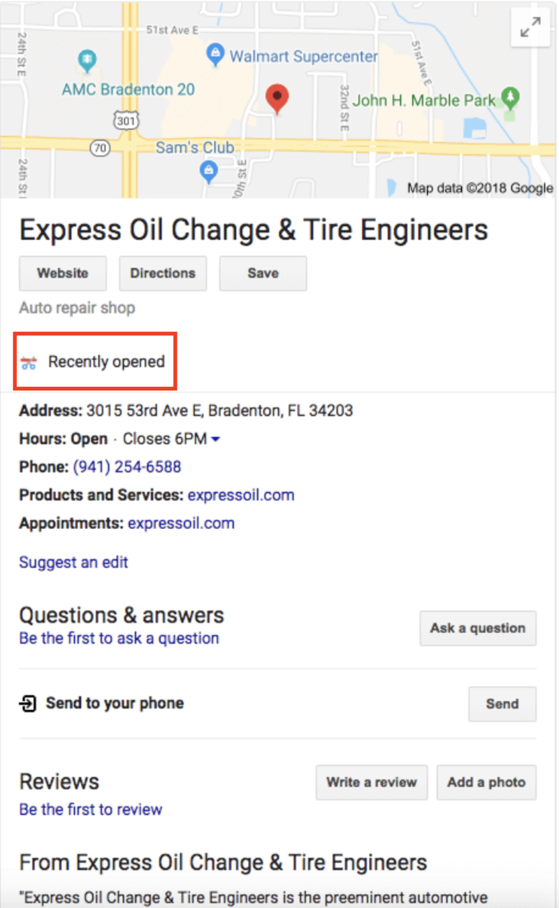 ▲「Recently opened」のタグ:Search Engine Landより Recently opened google my business