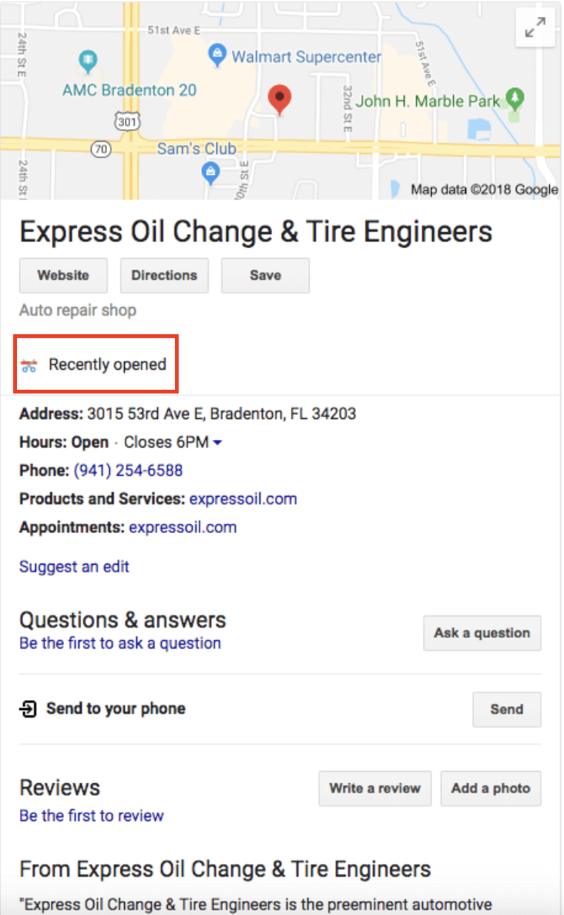 Recently opened google my business