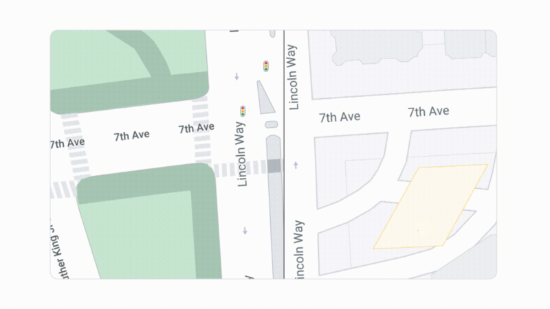 ▲新しい地図と古い地図の比較:Google The Keywordより 新しい地図と古い地図の比較