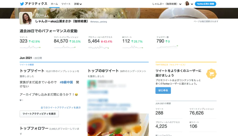 Twitterアナリティクスホーム画面