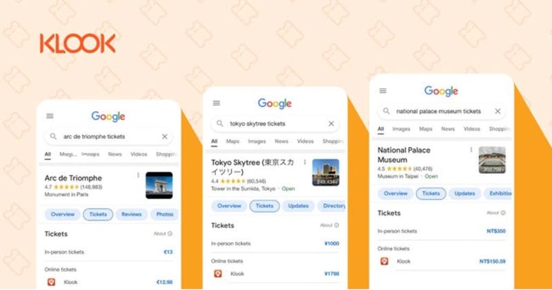 KlookとGoogleとの新たな連携「Google Things to do」プラットフォームのイメージ画像