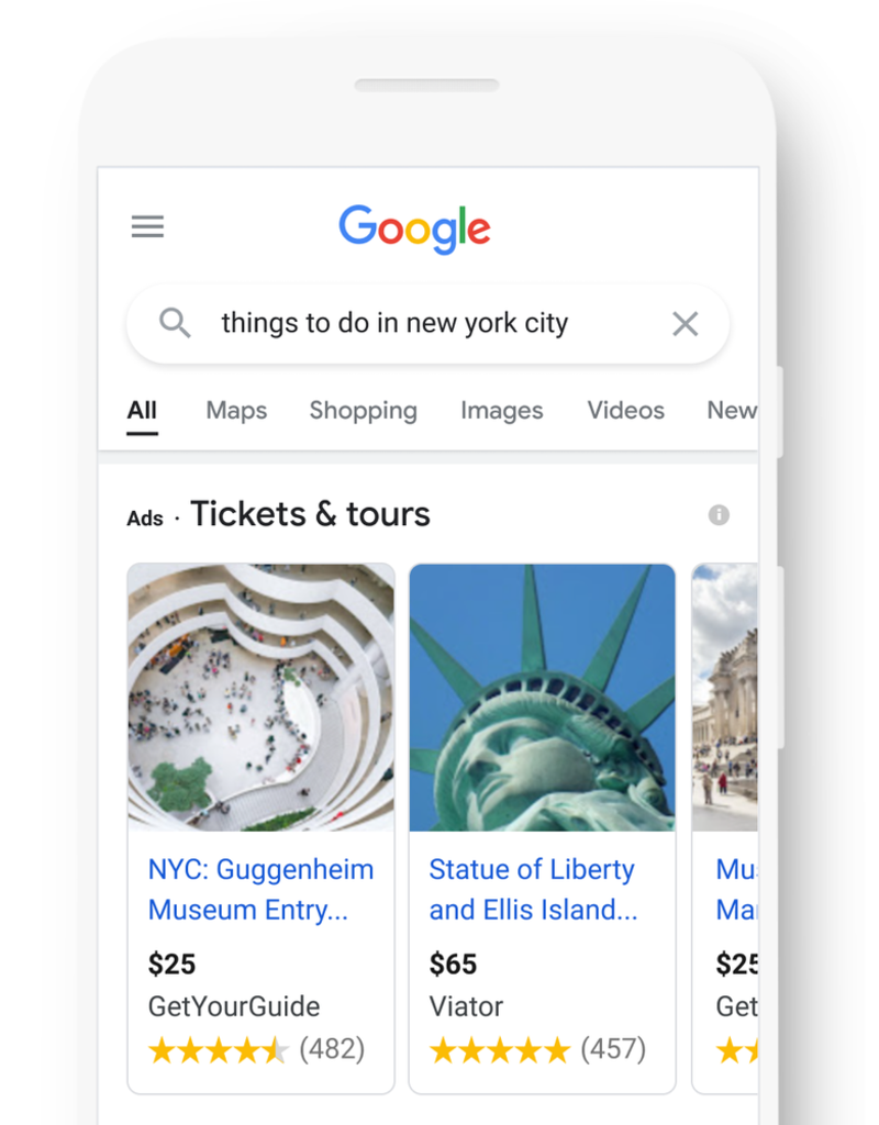 ▲体験の広告フォーマット:Google グーグル Things to Do