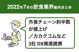 外食チェーン約半数が値上げ、原材料・人件費等高騰で／カカクコムなど3社 DX推進提携【飲食業界動向まとめ 2022年7月】