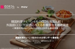 韓国料理チェーン4社の口コミ徹底比較！外国語口コミが評価に与える影響度合を徹底調査