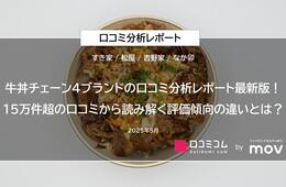 牛丼チェーン4ブランドの口コミ分析レポート最新版！15万件超のレビューから見えた評価傾向の違いとは？