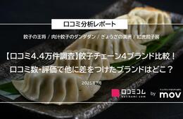 餃子チェーン4ブランドの口コミ4.4万件を徹底比較！口コミ数・評価で他に差をつけたブランドはどこ？